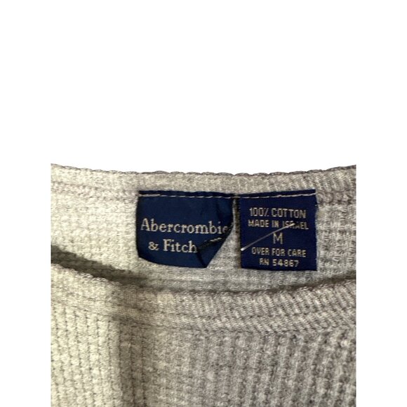 Abercrombie & Fitch Womens Gray Waffle Knit Long Sleeve Top M 100% Cotton - Picture 3 of 4